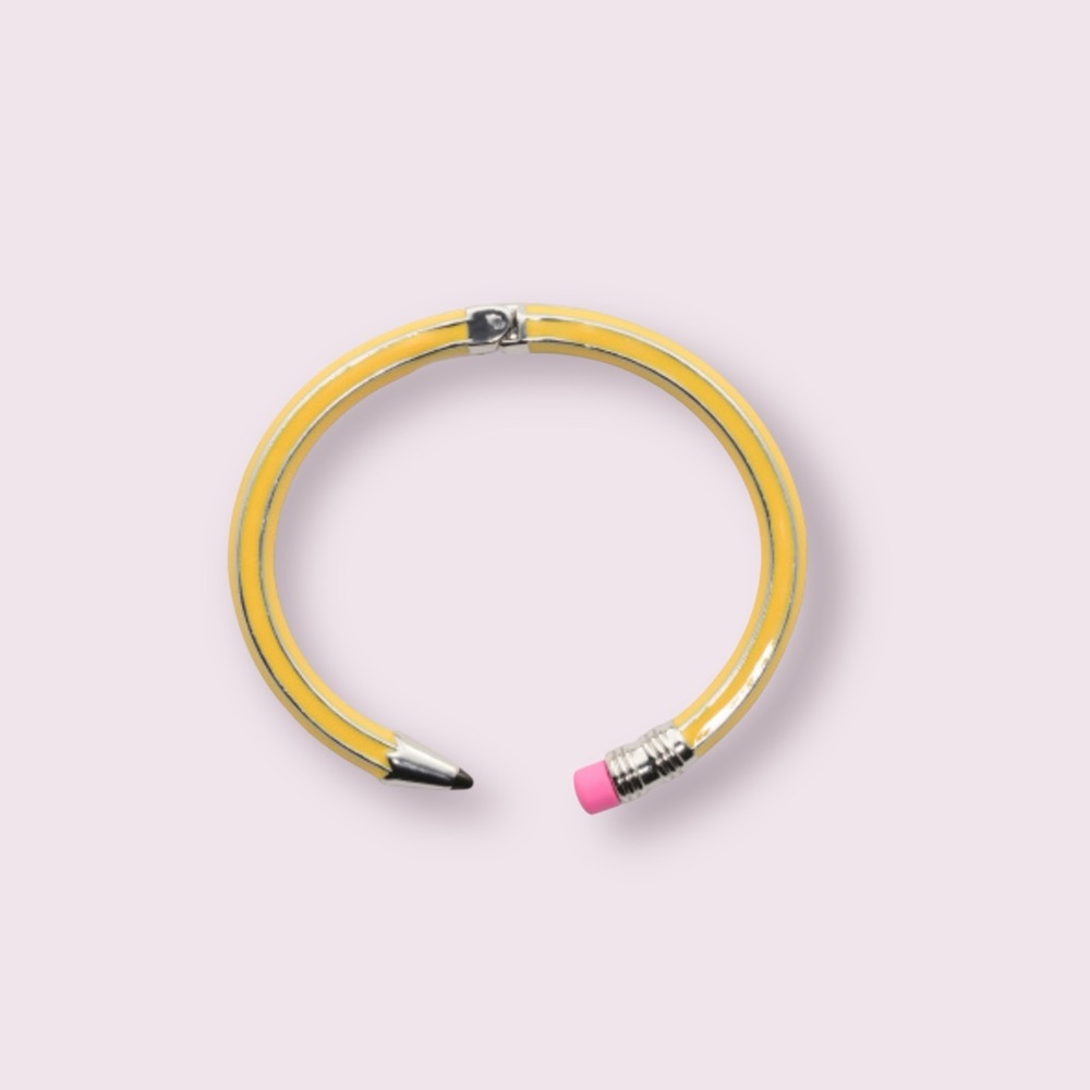 Betsey Johnson Yellow Pencil Hinged Bracelet